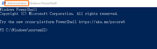 使用管理员权限打开 PowerShell